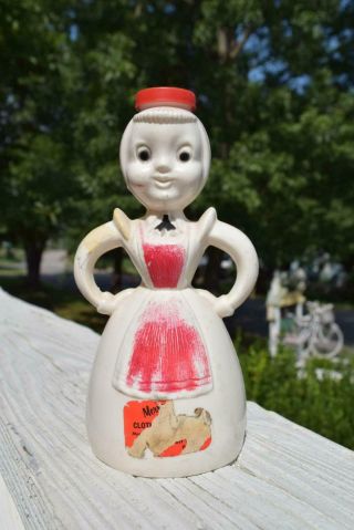 Vintage Rare Merry Maid White W/red Apron Laundry Sprinkler Clothes Bottle