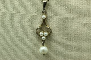Antique 1/20 12k Gold - Filled Pearl Lavalier On 21” Chain