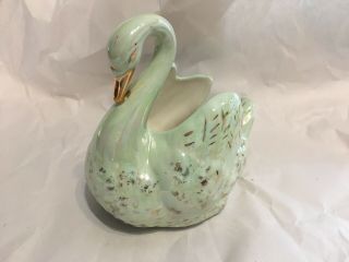 Glazed Swan Figurine Holland Mold Planter 6.  5 " Tall Vintage