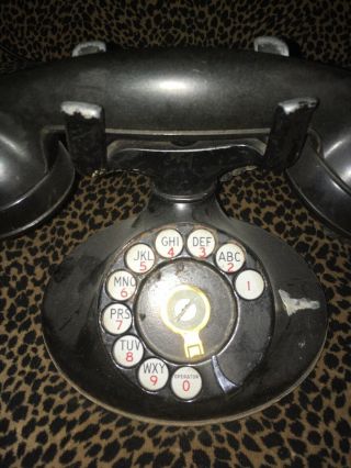 Vintage 1940s WESTERN ELECTRIC Black Rotary Dial Desktop Telephone 2