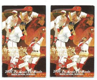 (2) 1976 St Louis Cardinals Baseball Pocket Schedules (musial & Gibson Pictured)