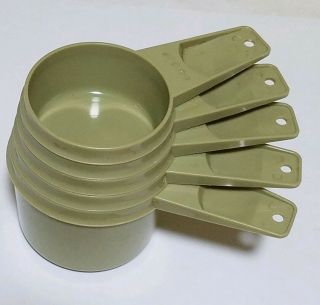 Vintage Tupperware Set Of 5 Measuring Cups Avacado Green