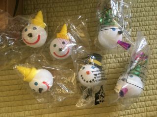 6 – Vintage Jack In The Box Antennae Ball Toppers - 2 Happy Year,  3 Clown Hat