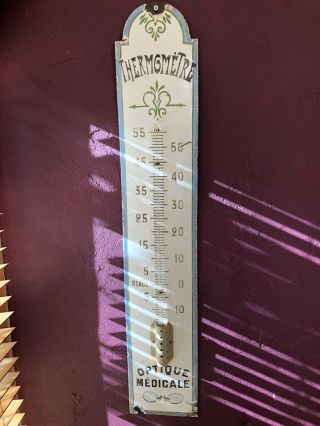 Vintage Hand Painted Ceramic Antique Thermometer Circa 1900s