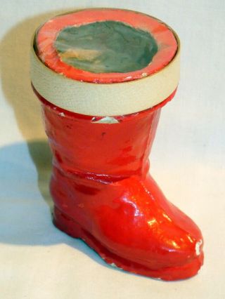 Vintage Christmas Paper Mache Santa Boot Candy Container 4 "