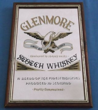 Vintage Glenmore Finest Old Scotch Whiskey Pub Bar Advertising Mirror Rare