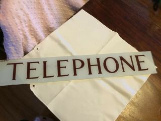 Vintage British Red Telephone Box Kiosk Glass " Telephone " Sign No: Ukr47