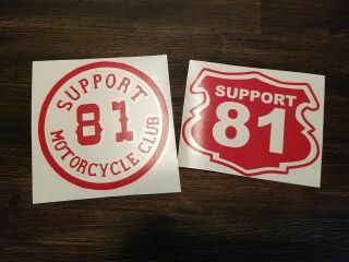 Support 81 Red And White Vinyl Decal Stickers Ac Ab Biker Helmet Motorcycle X2
