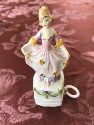 Vintage German Porcelain Figurine With Tape Measure Base