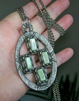 Large Vintage Jewellery Scottish Celtic Connemara Agate Bold Pendant Necklace