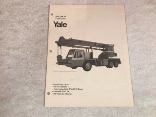 Rare Clark Michigan Yale Cm - 40 Truck Crane Dealer Brochure 1974