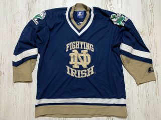 Vintage Notre Dame Starter Hockey Jersey Mens Size Xl