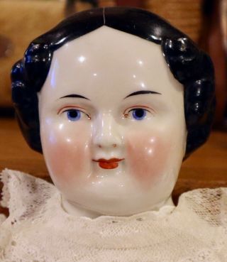 Antique 20 " C1860 German China Head Civil War Era Flat Top Doll On Body