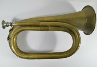 Vintage Brass Instrument Bugle Horn With Mouthpiece Military Army Taps