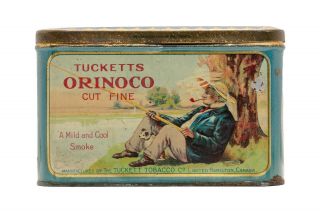 1915 " Orinoco " Litho Hinged 1lb Cut Plug Tobacco Tin In