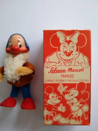 Rare 1950s/60s Schuco Disney Snow White Dwarf Miniature Mascott 3”,  Box Rare