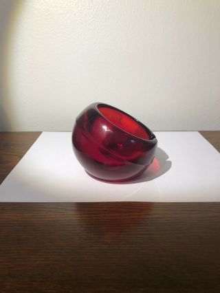 Mid Century Modern Viking Glass Ashtray Red Orb Atomic Vintage Trinkets