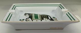 Vintage Authentic Hermes Cigar Ashtray White/Green Horse 2