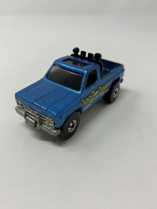 Vintage Hot Wheels 1977 Chevy Metallic Blue Eagle Pick Up Die Cast Truck Black