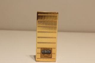 Vintage Rare Golden Japan Cigarettes Gas Lighter With Digital Watch " Solatron "