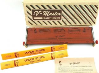 Mid Century V Master Extra Long 16 " Cigarette Maker Roller With Papers Smoking