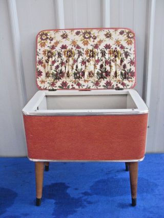 Vintage Burlington Hawkeye Sewing Storage Stool Basket Hamper Ottoman Box Chest 3