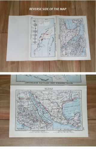 1932 VINTAGE MAP OF WEST INDIES CARIBBEAN PUERTO RICO COSTA RICA CUBA 2