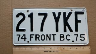 License Plate,  Mexico,  Front Bc,  Baja California,  1974 - 1975,  Passenger,  217 Ykf