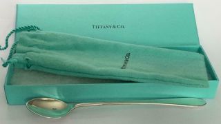 Vtg Tiffany & Co Sterling Silver 925 Faneuil 6 " Baby Feeding Spoon Pouch & Box