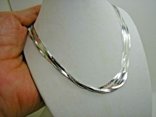 Vintage Sterling Silver Highly Polished 5 Strand Flat Curb Necklace 24 "
