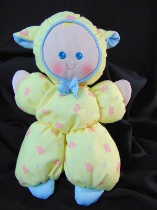 Slumber Babies Fisher Price 1989 Plush Baby Doll Yellow Lamb Vintage