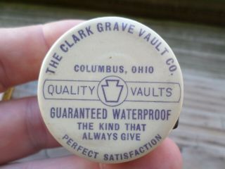 Vintage Celluloid Advertising Tape Measure Clark Grave Vault Co Columbus Ohio