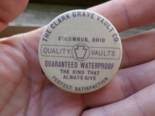 Vintage celluloid advertising tape measure Clark grave Vault co Columbus Ohio 2