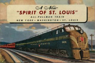 Old Railroad Booklet - Pennsylvania Rr " Spirit Of St.  Louis " All Pullman Train