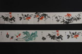Rare Antique Chinese Hand - Painting Scroll Zhang Daqian Marked - Persimmon