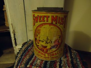 Vintage Sweet Mist Chewing Tobacco Tin 48 Packs Fine Cut 5 Cent Antique Plug Can