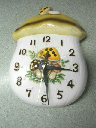 Retro Mid - Century Sears Roebuck Merry Mushroom Clock Ceramic 1978 Japan