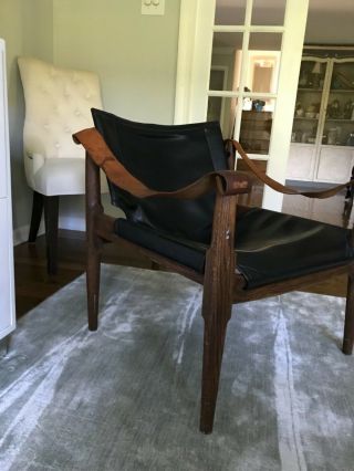Douglas Heaslet for Brown & Saltman Mid - Century Modern Safari Chair needs TLC 3