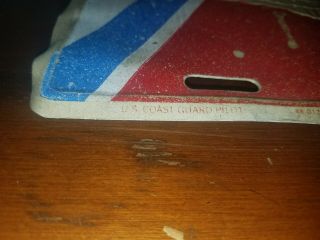 really neat vintage united states Coast Guard pilot license plate.  reflective? 2