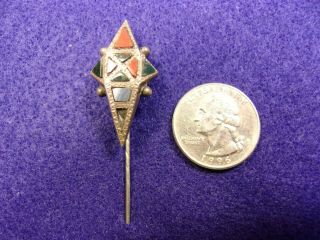 Vtg Scottish Sterling Silver Stick Pin,  Coral,  Bloodstone,  Onyx,  Agate