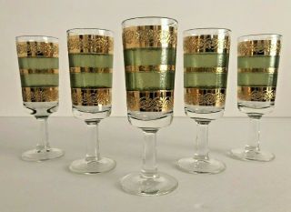 Vintage Mcm Set Of 5 Culver Starlyte Cordial/shot Glasses 4.  5 " Tall