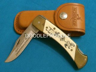 Vintage Schrade Usa Sc507 Quail Unlimited Scrimshaw Folding Hunter Bowie Knife