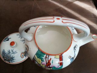 Vintage Wedgwood Queen ' s Ware Tea Kettle and Cover MIKADO Pattern 5.  5 inches 2