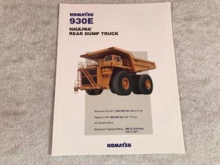 Rare Komatsu 930e Haulpak Rear Dump Truck Dealer Brochure