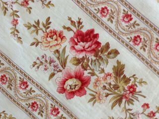 Lovely Antique French Floral Printed Fabric Cotton Upholstery 19th Century 3