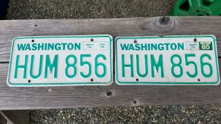 Pair Washington 1985 License Plates Hum 856