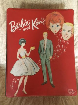 Vintage Barbie & Ken Case,  4 Dolls,  Clothes From 1960 
