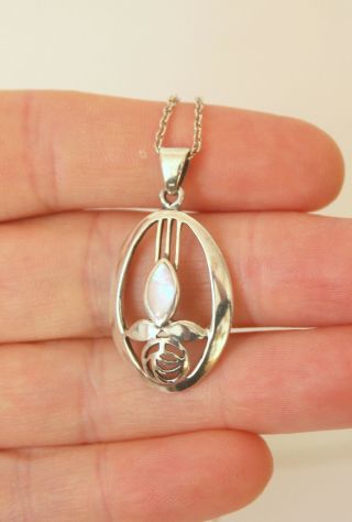 Vintage Sterling Silver Charles Rennie Mackintosh Style Necklace Pendant 16 "