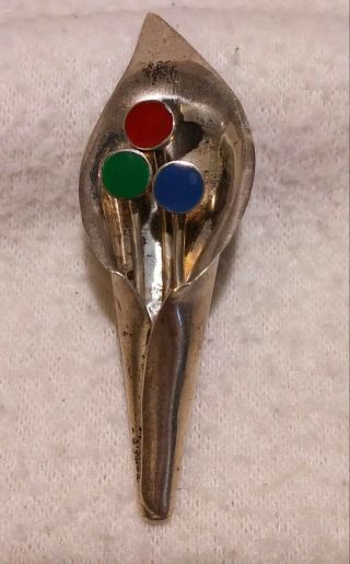 Vintage Mexico Sterling Silver Brooch Marked Tc - 205
