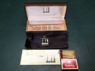 Vintage Dunhill London Pipe Box W/ Satin Pouch,  Leaflet & Matches